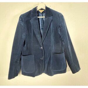 Vintage Dayne Taylor Womens Velvet Blazer 6 Single-Breasted Blue Pockets Japan